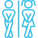 man and women toilets icon blue